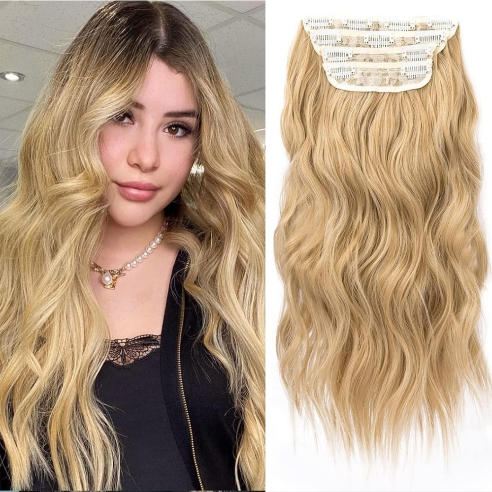 Clip in Synthetic Hair Extensions Long Wavy 4PCS